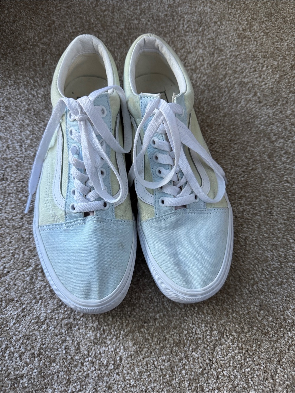 Vans Lace-Up Canvas Sneakers in Light Blue Green & Yellow